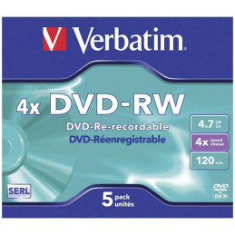 PACK 5 DVD-RW  VERBATIM 4X...